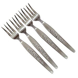 Elden Vintage Flower Cocktail Fork Stainless 5.5" Rose Midcentury Colonial EDL5